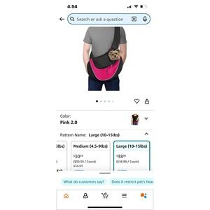 Pet Dog Sling Carrier Breathable Mesh Travel Safe Sling Bag for Dogs‎ or Cats-Lg